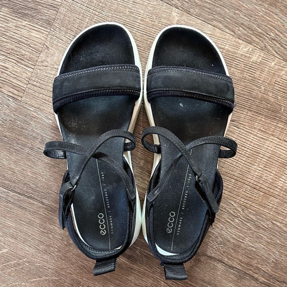 Ecco Black Chunky Slingback Sporty Strappy Sandals
